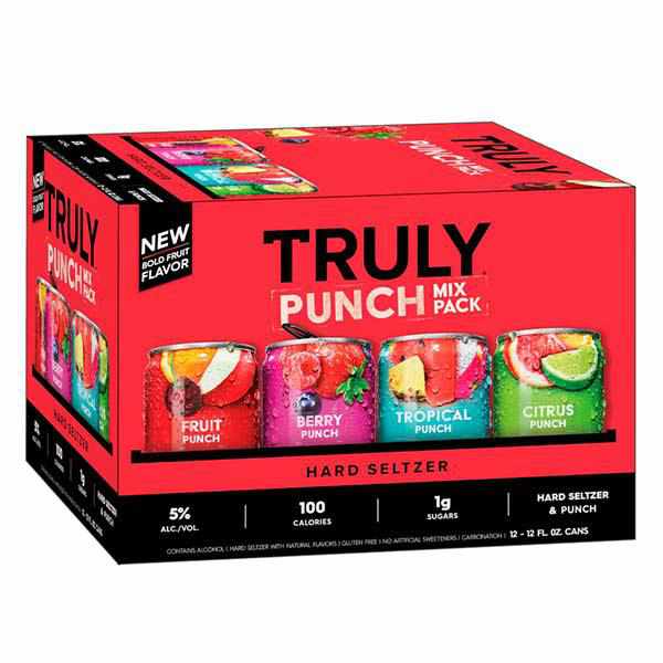 Truly Fruit Punch Hard Seltzer Variety, 12 PACK, 12oz Beer Cans, Gluten Free, Light