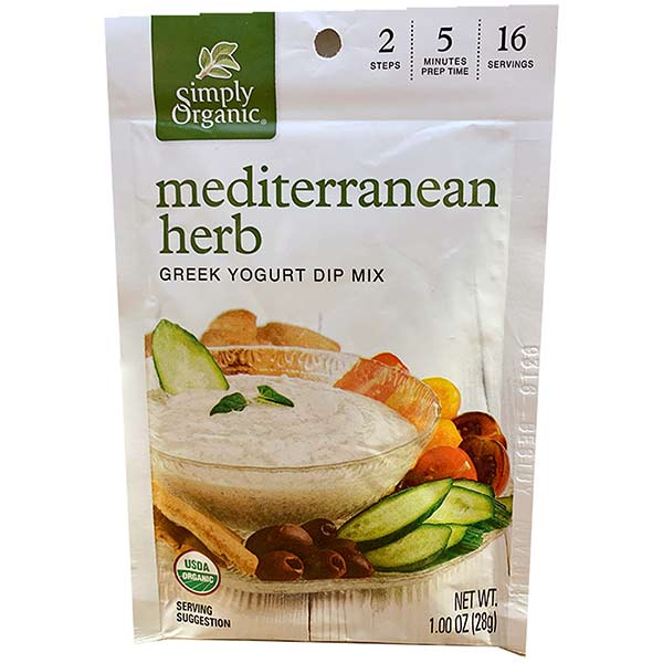 Simply Organic Greek Yogurt Dip Mix Mediterranean Herb - 1 oz