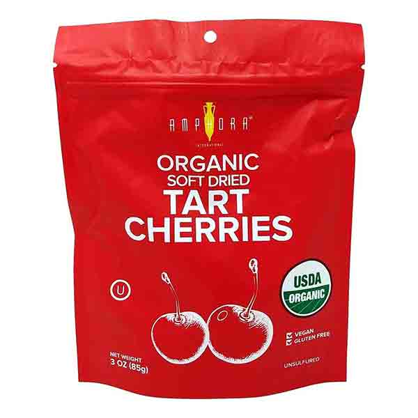 Amphora Organic Dried Tart Cherries - Vegan Gluten Free Dry Cherry Fruit (Single Pack)