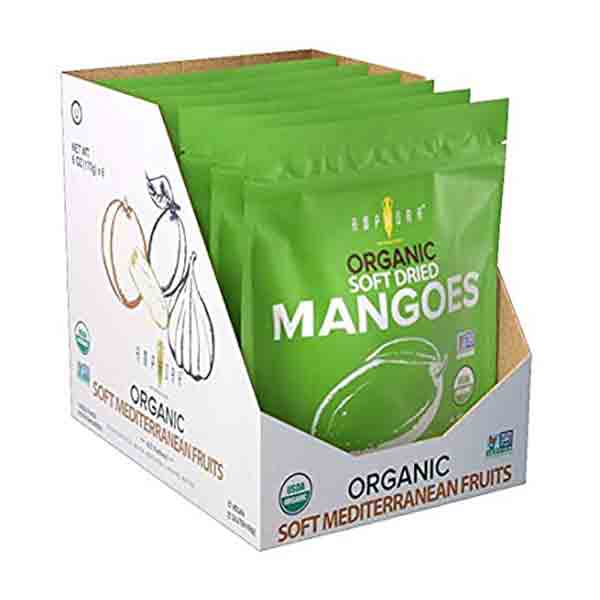 Amphora Dried All Natural Organic Mango Healthy Snack Fruits Vegan Kosher Gluten Free 3 Oz Each ( Pack of 6)