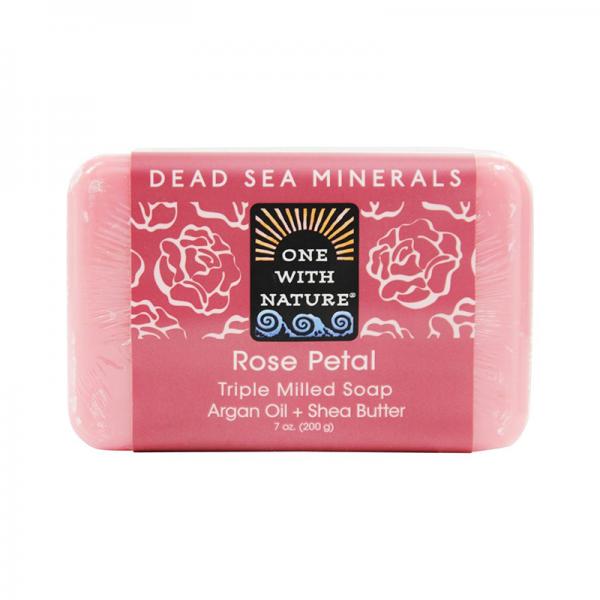 One with Nature Dead Sea Mineral Rose Petal Soap - 7 Oz