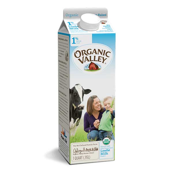 Organic Valley Ultra Pasteurized 1 Percent Low Fat Milk, 32 Ounce