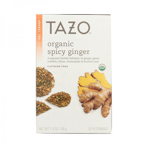 Tazo Organic Spicy Ginger Caffeine-Free Herbal Tea, 20 Count