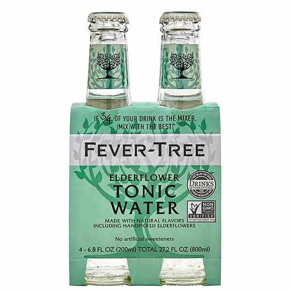 Fever-Tree Handpicked Elderflower Tonic Water Glass Bottles, No Artificial Sweet, 4 pack, 6.8.oz